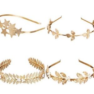 4 Headbands - gold leaf headbands